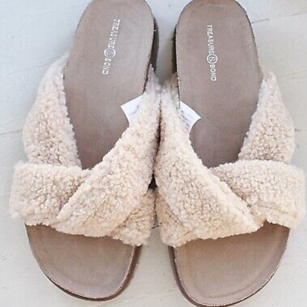 Treasure & Bond Davina Faux Shearling Slide Sandal Size 6 - Picture 3 of 5